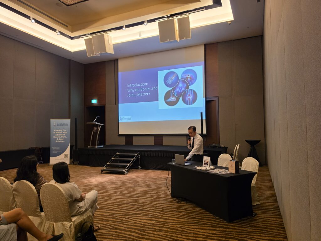 Dr Tan Shi Ming speaking on maintaining strong bones and healthy joints - Centurion Orthopaedic Centre